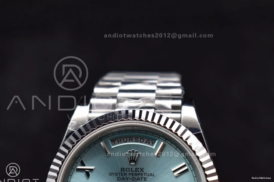 On 904L V Iced 40 Blue A3255 SS GMF Roman 715 President Sporty Steel Bracelet Markers Dial DayDate 1109